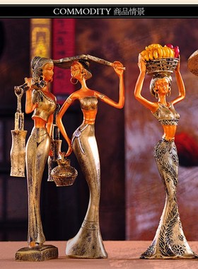 家居民族风工艺树脂摆件创意礼品B客厅人物装饰品傣族少女小号包