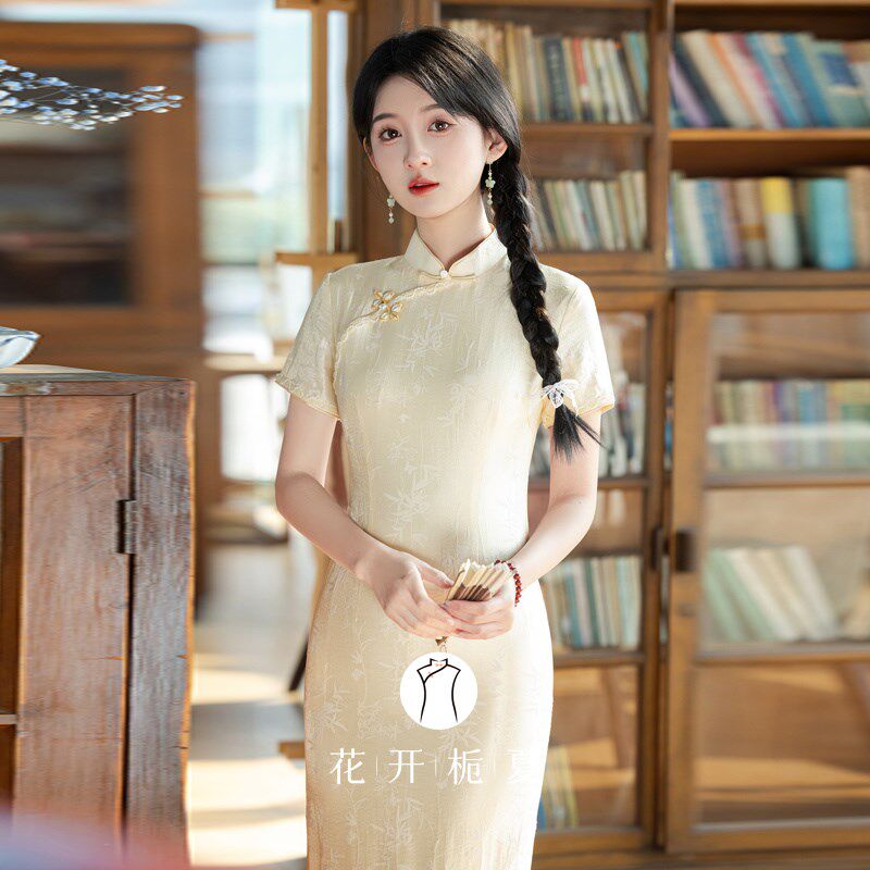 2/11 黄色旗袍新中式改良年轻款少女连衣裙日常可穿