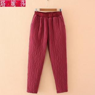 新款 子外穿高腰中老年棉裤 大码 200斤胖妈妈宽松夹棉裤 女 女装 冬季