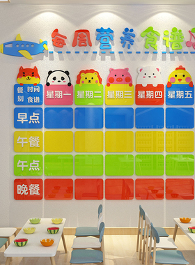 幼儿园食谱展示板菜单栏托管班小学校饭桌L午餐牌家长公告餐厅墙