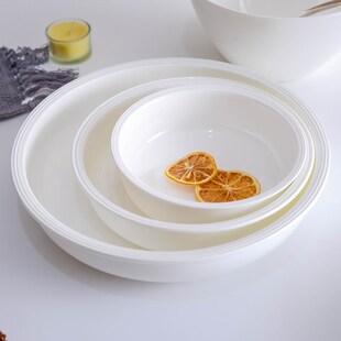 骨瓷带沿边窝盘蒸菜盘家用白x瓷日韩式蛋羹汤碗蒸鱼盘家用陶瓷餐