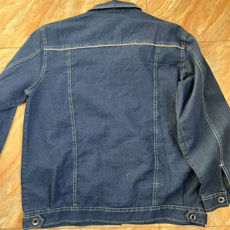 夏天弹力牛仔焊工工作服电焊防烫套G装男薄款透气劳保耐磨夏季