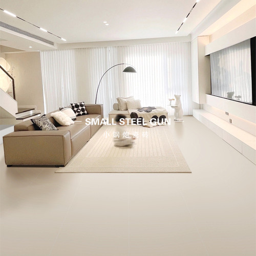 侘寂风奶油白750x1500极简客厅微水泥瓷砖 素色柔光防滑地板砖