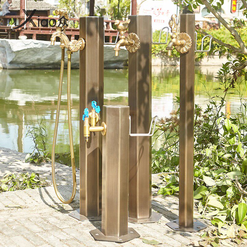 小众 户外立柱水龙头不锈钢防冻裂立水栓庭院仿古水池景观水笼头