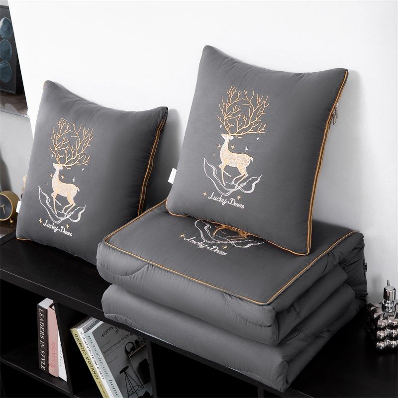 4斤重全棉两用抱枕被子车载靠垫沙发办L公室午休空调被可机洗