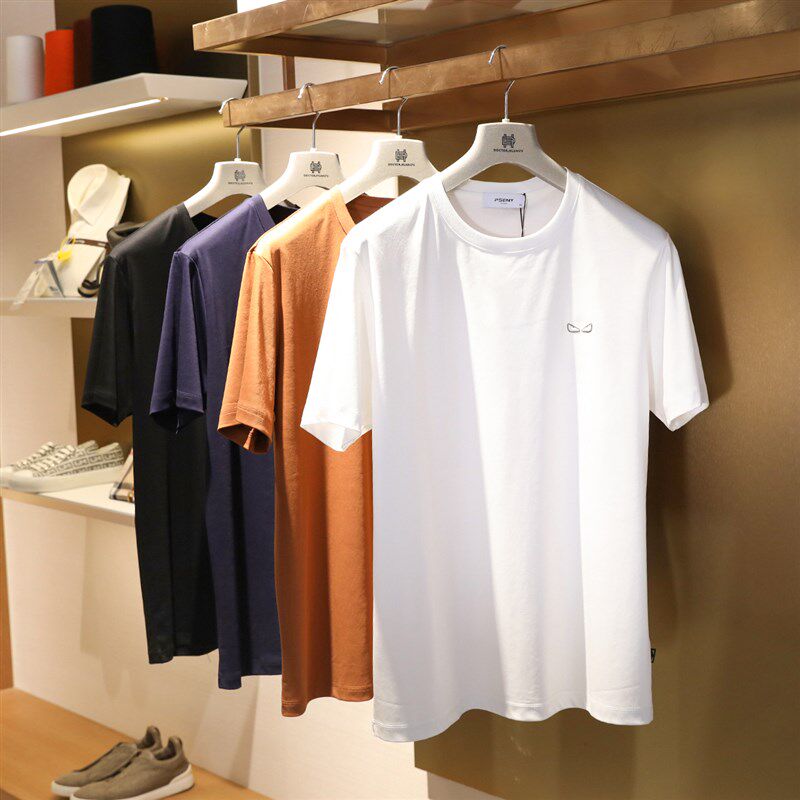 会呼吸的面料2025夏o季新款80支液氨双面丝光100%匹马棉T恤男9737