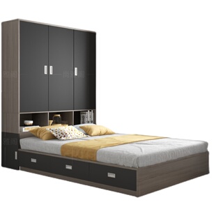 榻榻米床衣柜一体带书桌小户型z卧室家用套装组合多功能储物收纳