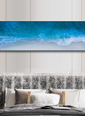 Y-7卧室装饰画床头风景沙发单幅挂画客厅房间背景墙X海景蓝色壁画