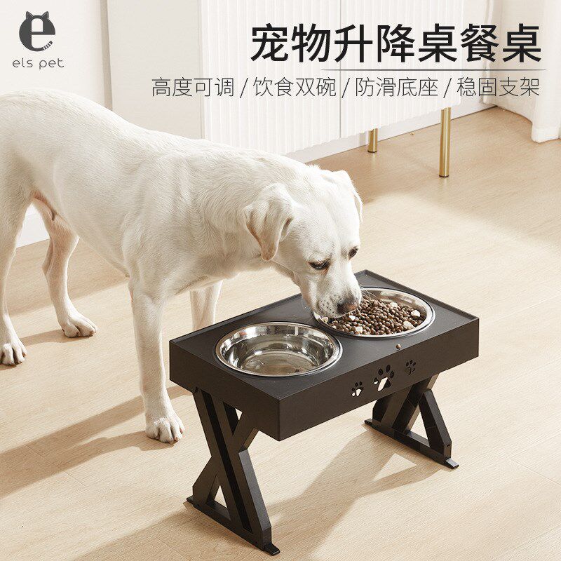 宠物喂食碗升降可折叠狗碗饮水双碗防打翻N漂浮碗慢食护颈猫食盘