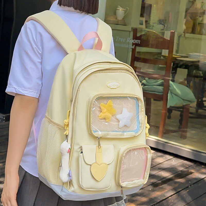 书包女生初中高中生大容量防水微痛包双肩包女小学生轻便校园背包