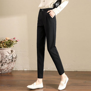 黑色春秋烟管裤女2025夏季薄款九分西装裤直简裤八分小个子休闲裤