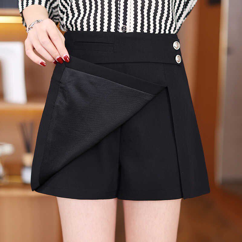 今年流行女春季2025年新款高腰西装a字短裙裤假两件外穿开叉裙裤