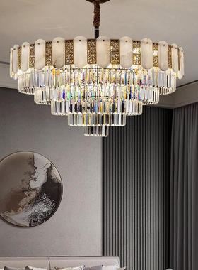 81061中新中式水晶灯全铜大气设计吊感云石客厅灯现代样板房餐厅