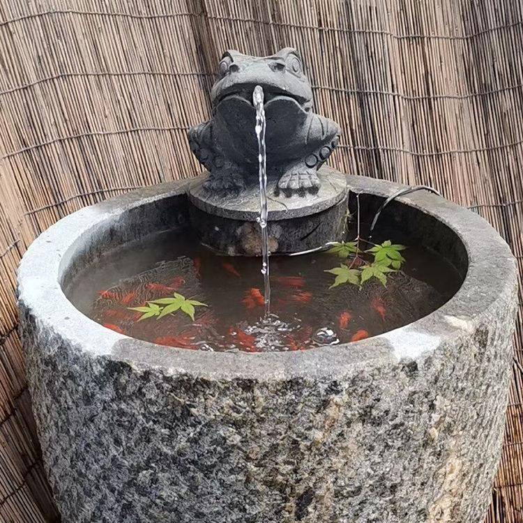 SHE石石雕水缸制作旧槽石流水组石鱼缸摆室内景观流件水槽摆件