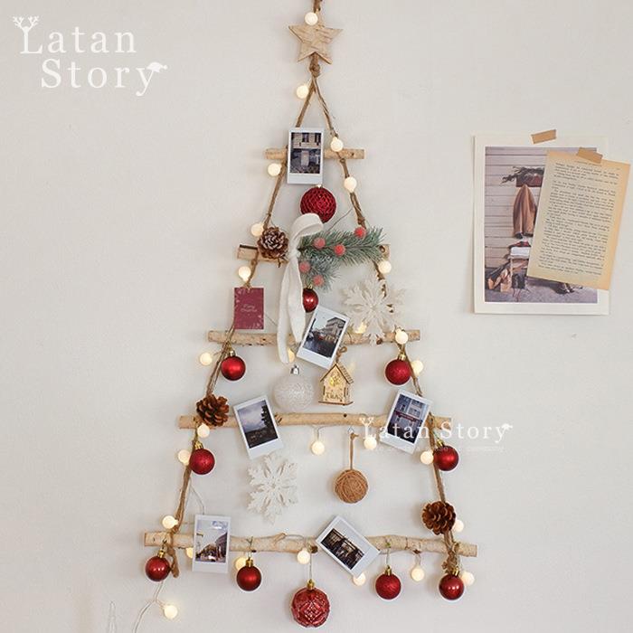 诞装饰简约白色天品圣使桦木梯酒无品牌/吧商场活动发光挂件墙饰