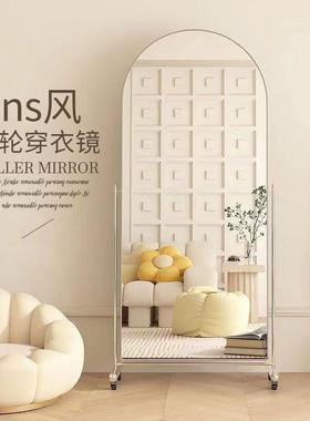 全锈身镜可移动SIV装落地镜不钢镜舞蹈镜穿衣镜显瘦可调节服店带