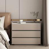 床环保加床头柜宽边柜斗柜简约奢网红轻极简皮艺代卧现室床头柜意