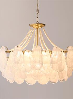 轻法式全光谱厅吊灯奢368复古简约现代水晶珠贝客壳主卧室餐珍厅