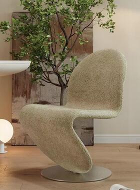 轻奢设异形单人沙发羊羔毛旋转椅酒样店板间VBW闲计师款创意休椅