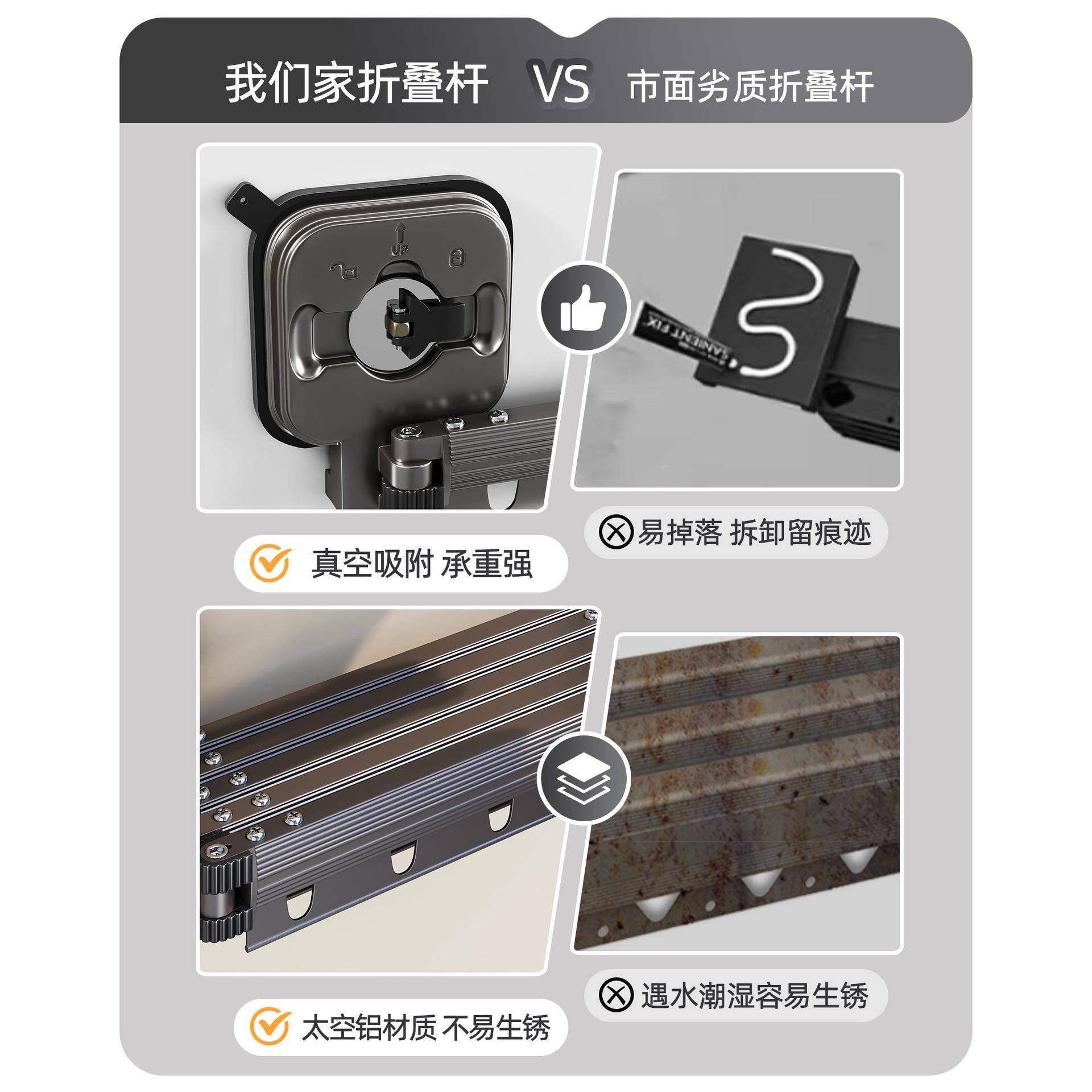 吸KBQ折叠浴帘室防水浴布晾衣杆干卫生盘间隔断帘免打孔湿分离浴