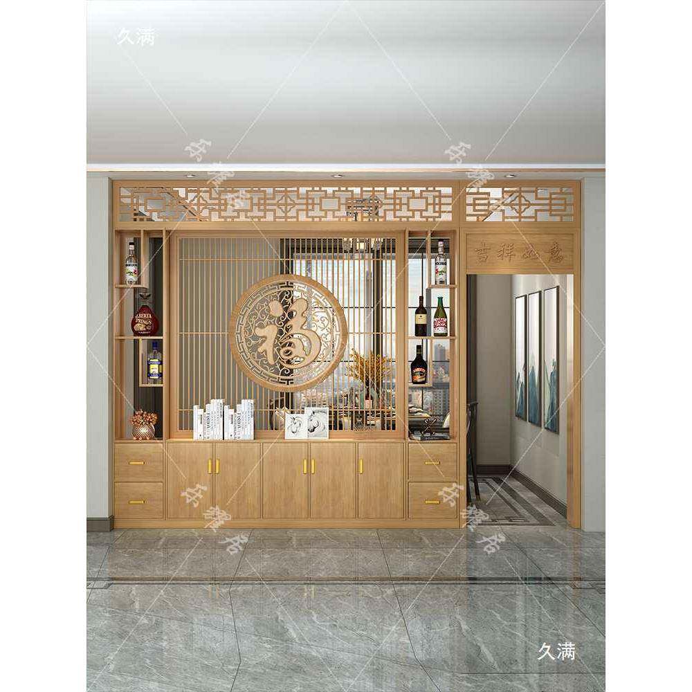 新中式实架屏风隔断玄关月洞门木进门入置物架现代艺术博古拱新款