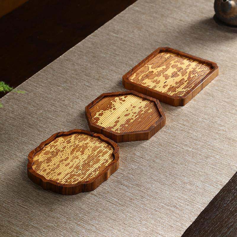 妃竹15510071制梅干泡盘竹编重竹干泡台壶承小茶台茶盘家用茶室茶