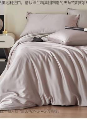 ILON四VIRO轻奢丝天丝床上件套纯色风夏季冰丝被套F裸睡滑天丝ZC