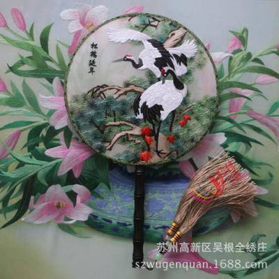 苏绣手BMXP-002工双绣扇家子刺苏面州绣团扇工艺品家居饰品厂生产