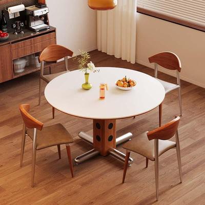 尔卡中古风形岩板餐b203桌椅实木波20网25圆新款法式红家用小户型