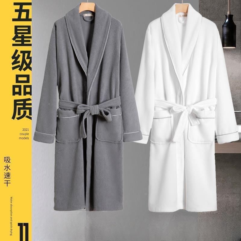 浴袍毛巾料男冬天店浴衣水情秋GeMh3pwP侣一对女士睡袍酒吸翻领款