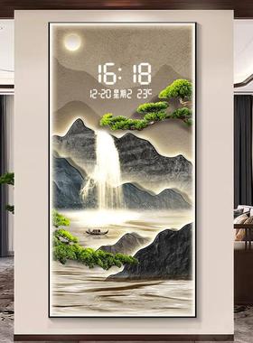 迎客松玄关装ELXY856124D壁灯高档电子钟新中式饰入户走廊过画道