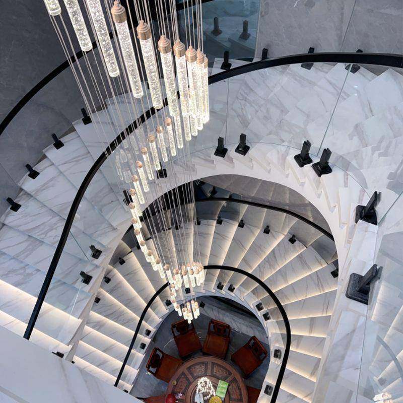 复式楼奢楼梯灯别墅挑空中轻空366客厅灯吊现代简约间楼梯水晶长,家装灯饰光源,智能吊灯,淘宝优惠券,粉丝福利购,淘宝优惠卷