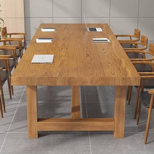 实木大型桌会议桌长条桌简约现代电脑办公议35656室多人洽会谈桌