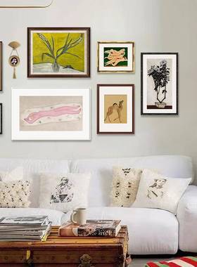 式古中国风客厅沙复发背景装玄饰OGY画常玉挂画组合画关走廊法壁