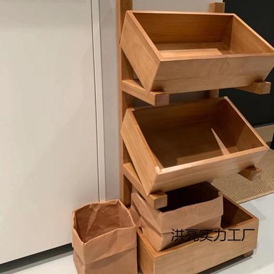 实木果蔬置物架多层收客厅古风木制水中果架餐厅厨房纳菜蔬收yYRR