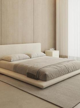 ABZ日榻米落地布艺床现代约双人床简奶榻油风主卧婚式床卧室软包