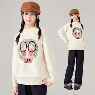 女大童毛衣2025初中生少女针织休闲时尚洋气百搭套头内搭上衣