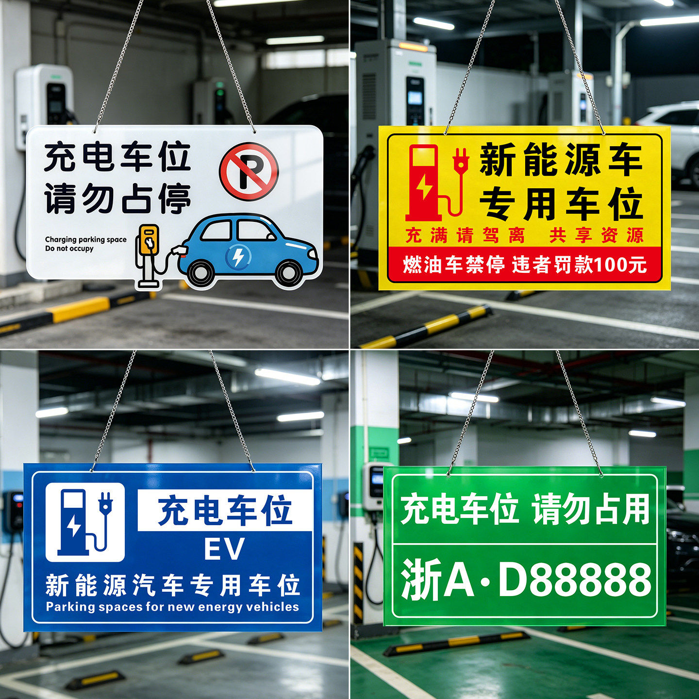 充电车位请勿占用警示提示牌定制