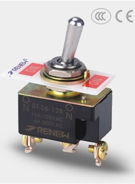 RENEW兰鸟 RT-S6-12B一级二通型RT1121钮子开关微动开关自锁型3脚