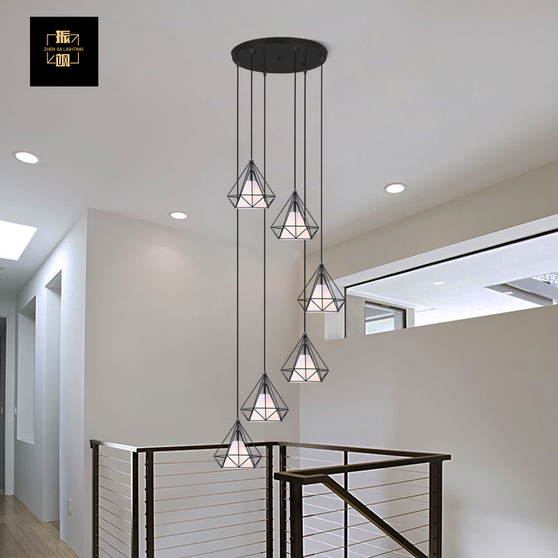 2025新款旋转复式楼梯吊灯长w吊灯别墅挑空loft自建房大气轻奢灯