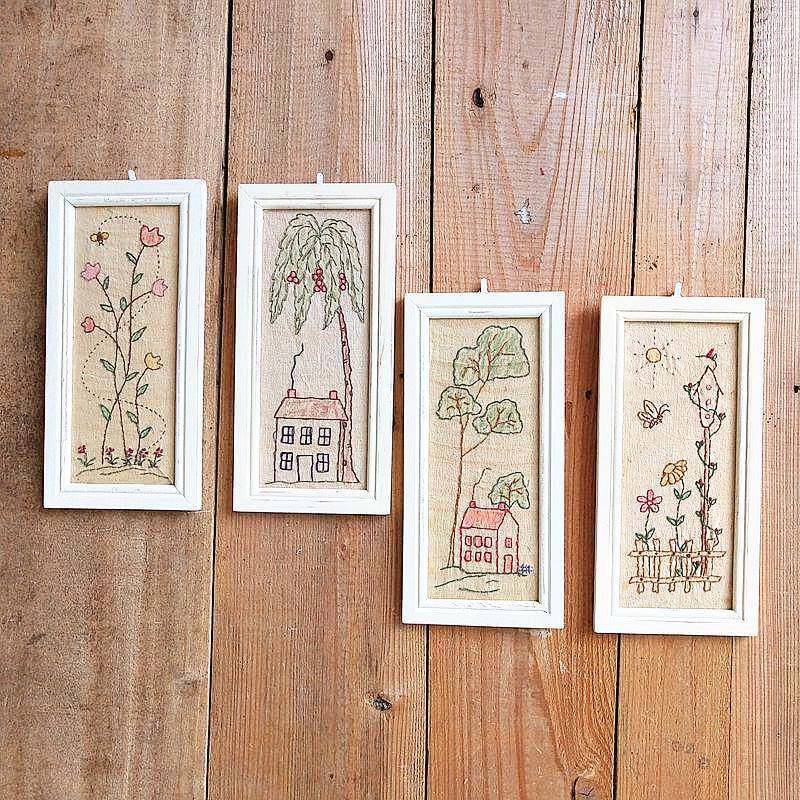 欧式布艺手绣装饰画壁画壁饰挂画客厅房是创意家居美好家园拼套画