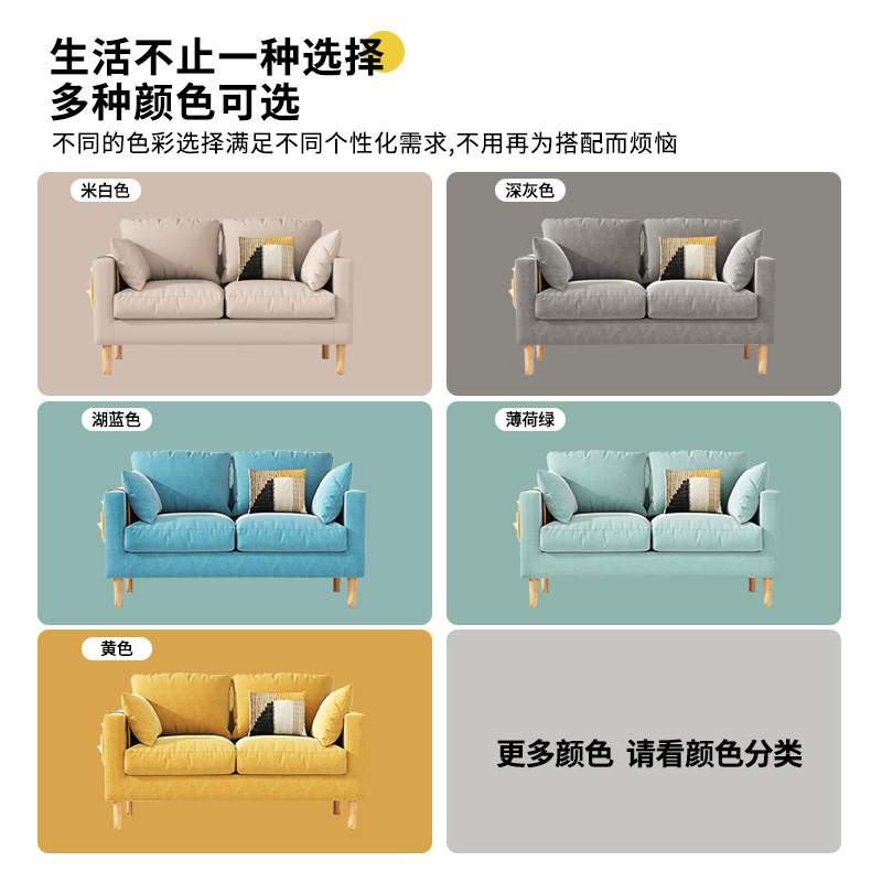 北欧双人沙发卧室小户型现代简约布艺沙发网红出租屋服装店小沙发