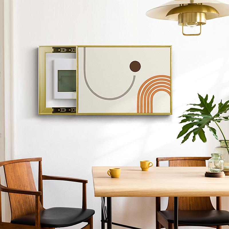 北欧风电表箱装饰画横款左右推拉配电箱遮挡电闸盒挂画电源总开关