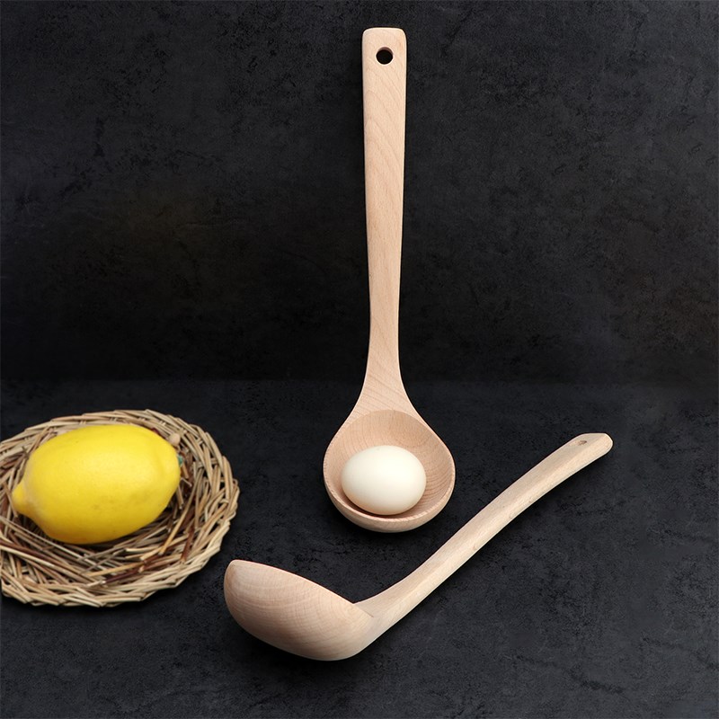 木头长把勺子商用餐饮饭店火锅榉木汤勺大号盛R汤分餐勺公用勺粥