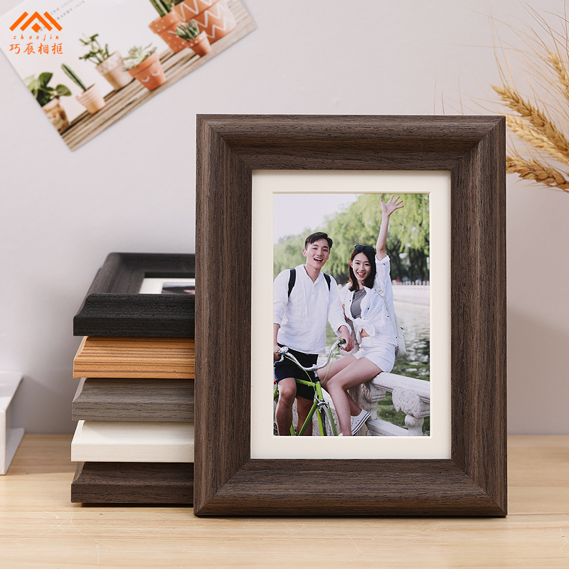 实木质创意情侣相框摆台带打印照片冲洗定制H6 7 8 10寸画框架挂