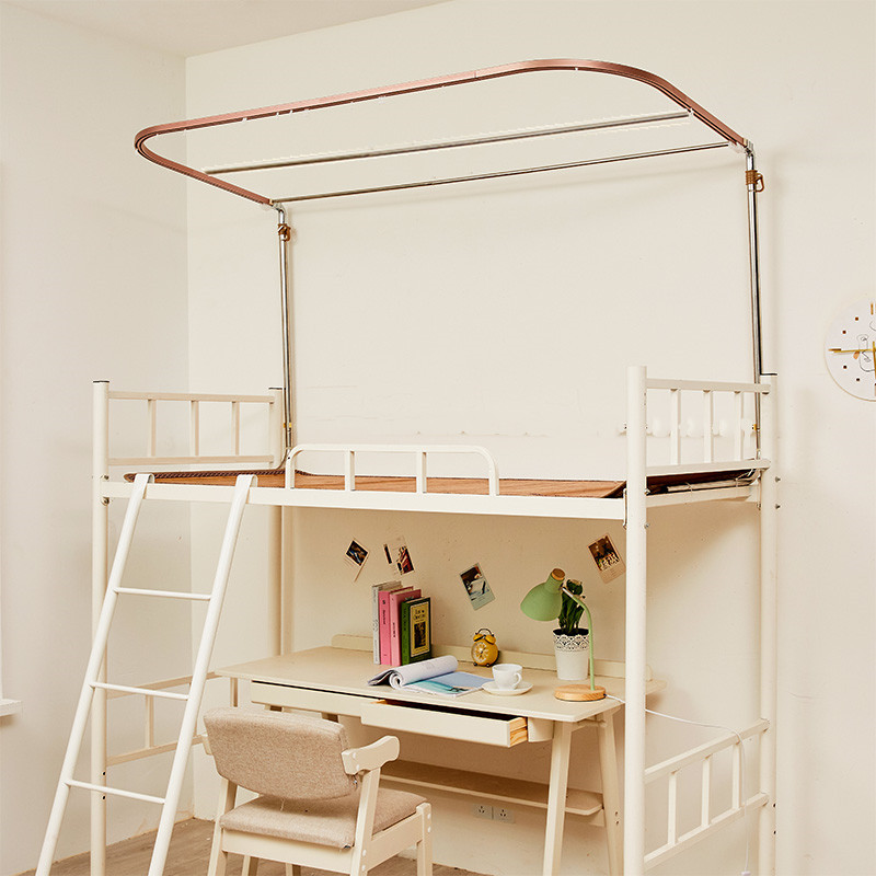 型双轨支架金属双滑轮学生宿舍B导轨支架可升降床帘架子伸缩单轨