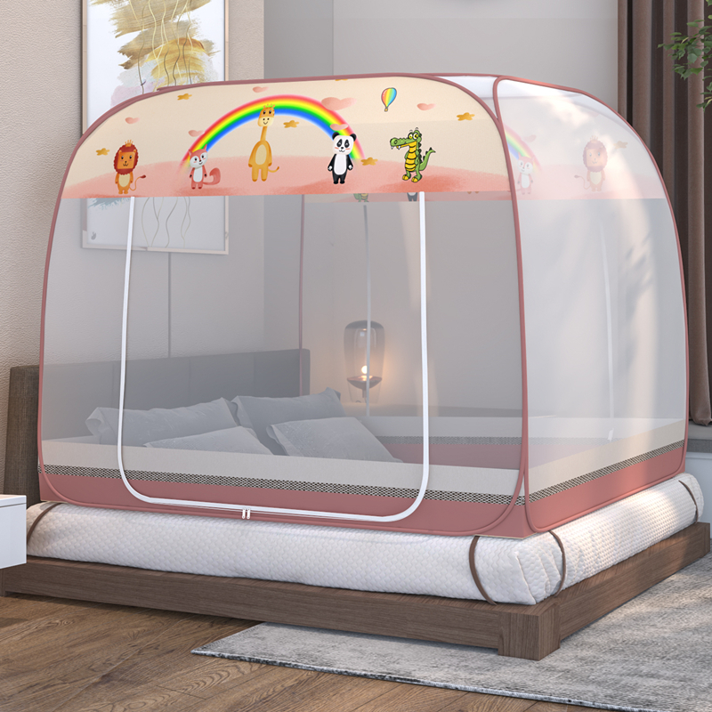蒙古包蚊帐家用202n2新款卧室免安装1.5加密全底单人床拉链帐篷1.