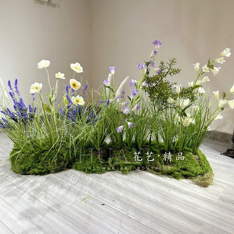 定制花箱植物造景花艺仿真花水草绢花园林绿化餐厅装饰品橱窗角落