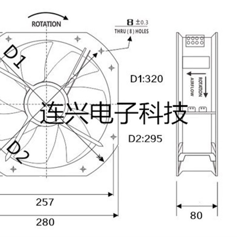 SnowFan YY28080HBL2-T 220/240V 0.55A 120W 铁叶耐高温轴流风机