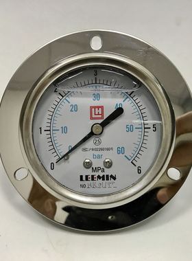 LH 0-6mpa 60bar YN63-IV 轴向带边耐震压力表 LEEMIN 61mm